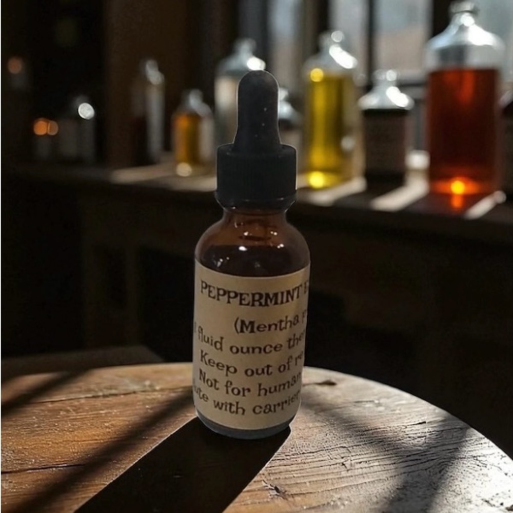 NWT Peppermint Essential Oil Amber Dropper Bottle 1 Fl OZ